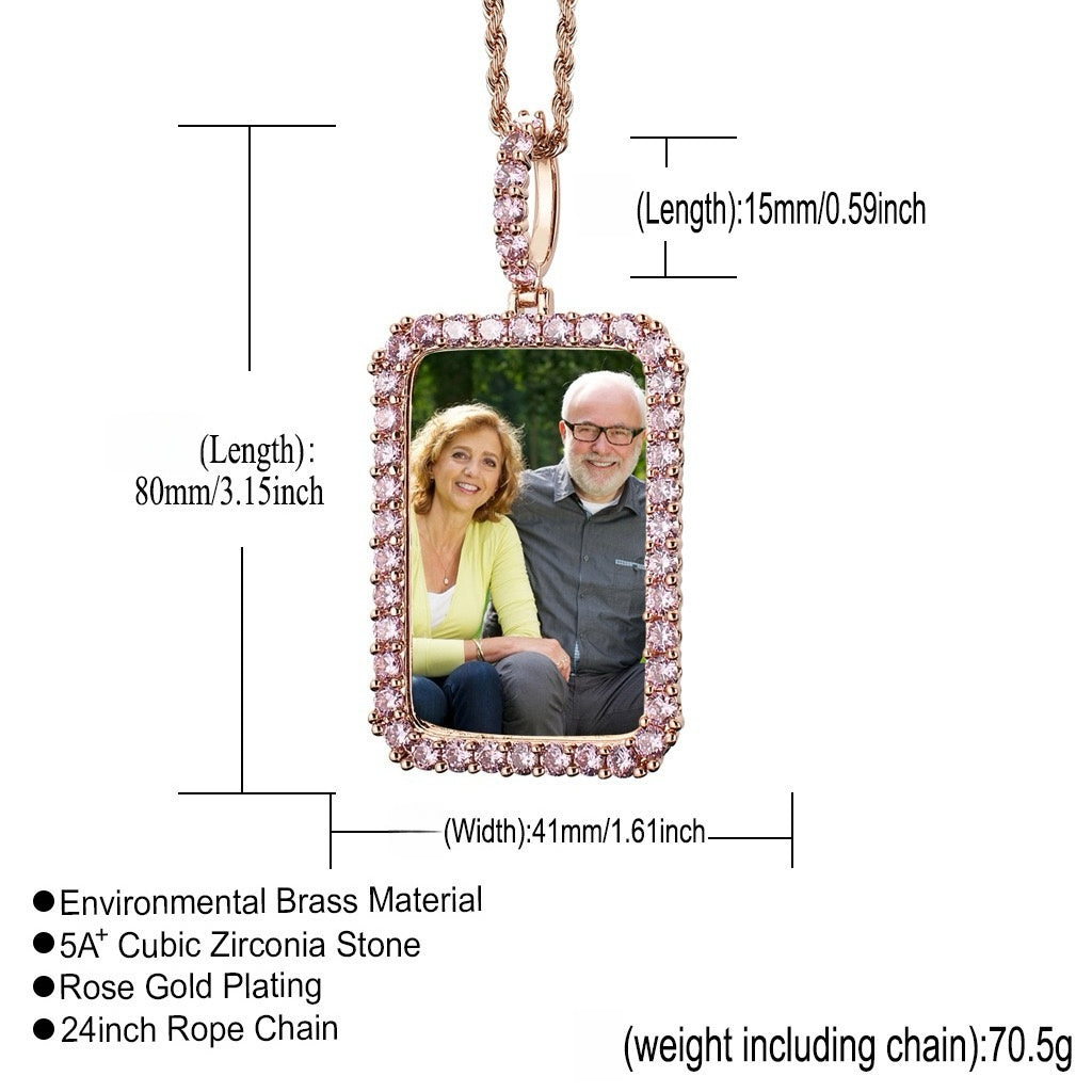 Zircon Diamond Custom Picture Frame Pendant