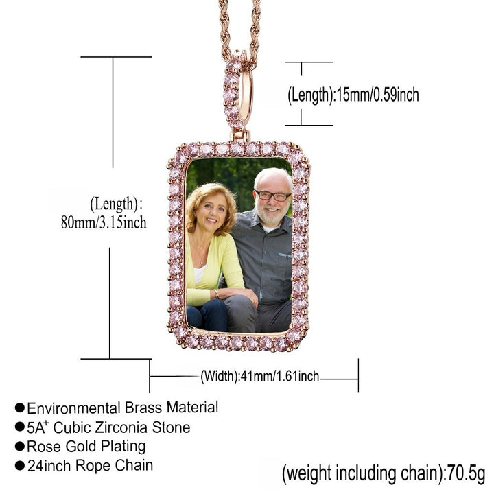 Zircon Diamond Custom Picture Frame Pendant