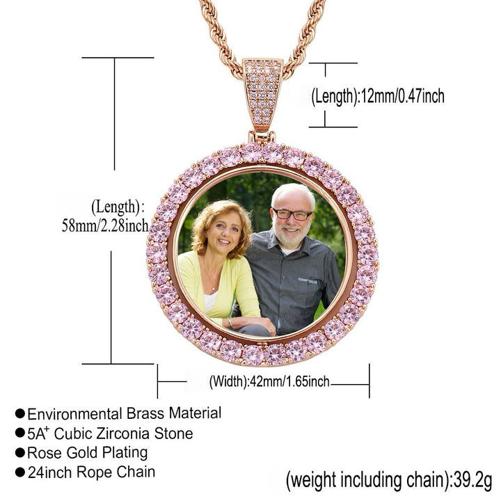 3D ZIRCON DIAMOND CIRCLE CUSTOM PICTURE PENDANT
