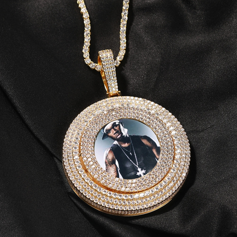 3D ZIRCON DIAMOND CIRCLE CUSTOM PICTURE PENDANT