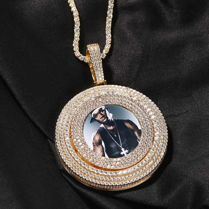 3D ZIRCON DIAMOND CIRCLE CUSTOM PICTURE PENDANT