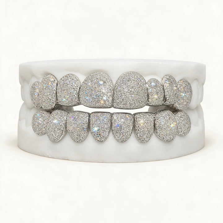 Solid S925 Silver Iced Out Moissanite Grillz