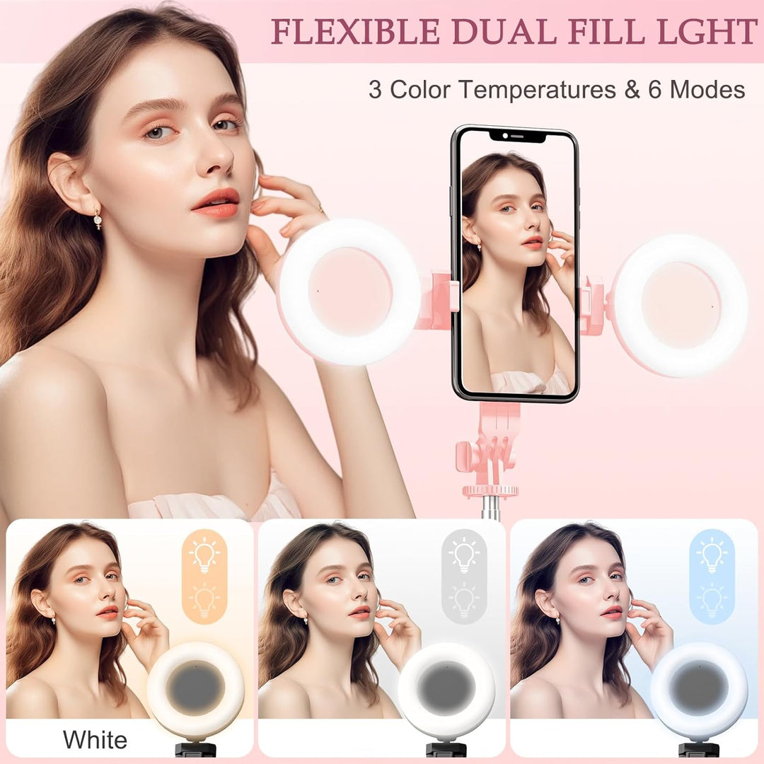 6-in-1 Selfie Stick Tripod with Fill Light & Bluetooth Remote Control