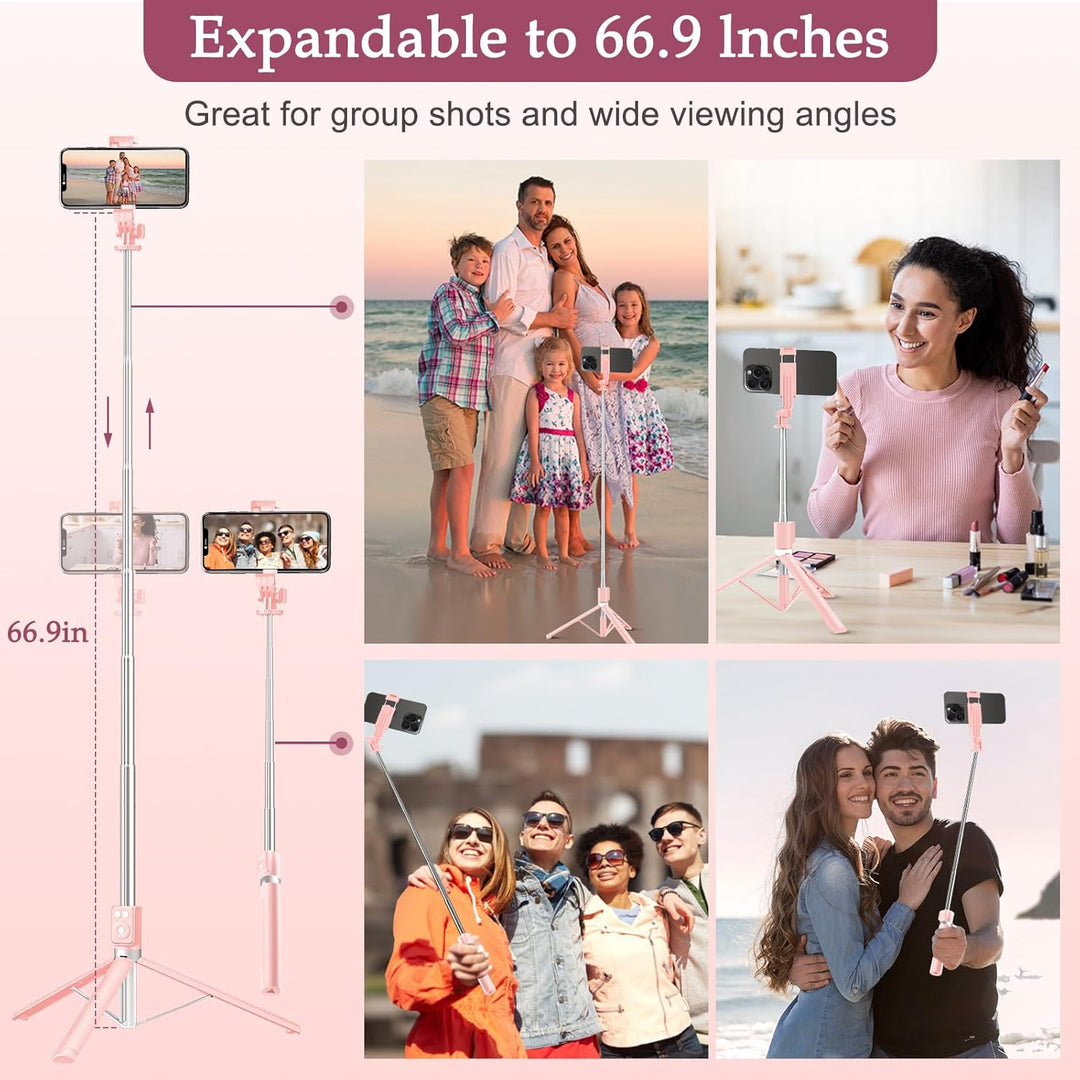 6-in-1 Selfie Stick Tripod with Fill Light & Bluetooth Remote Control
