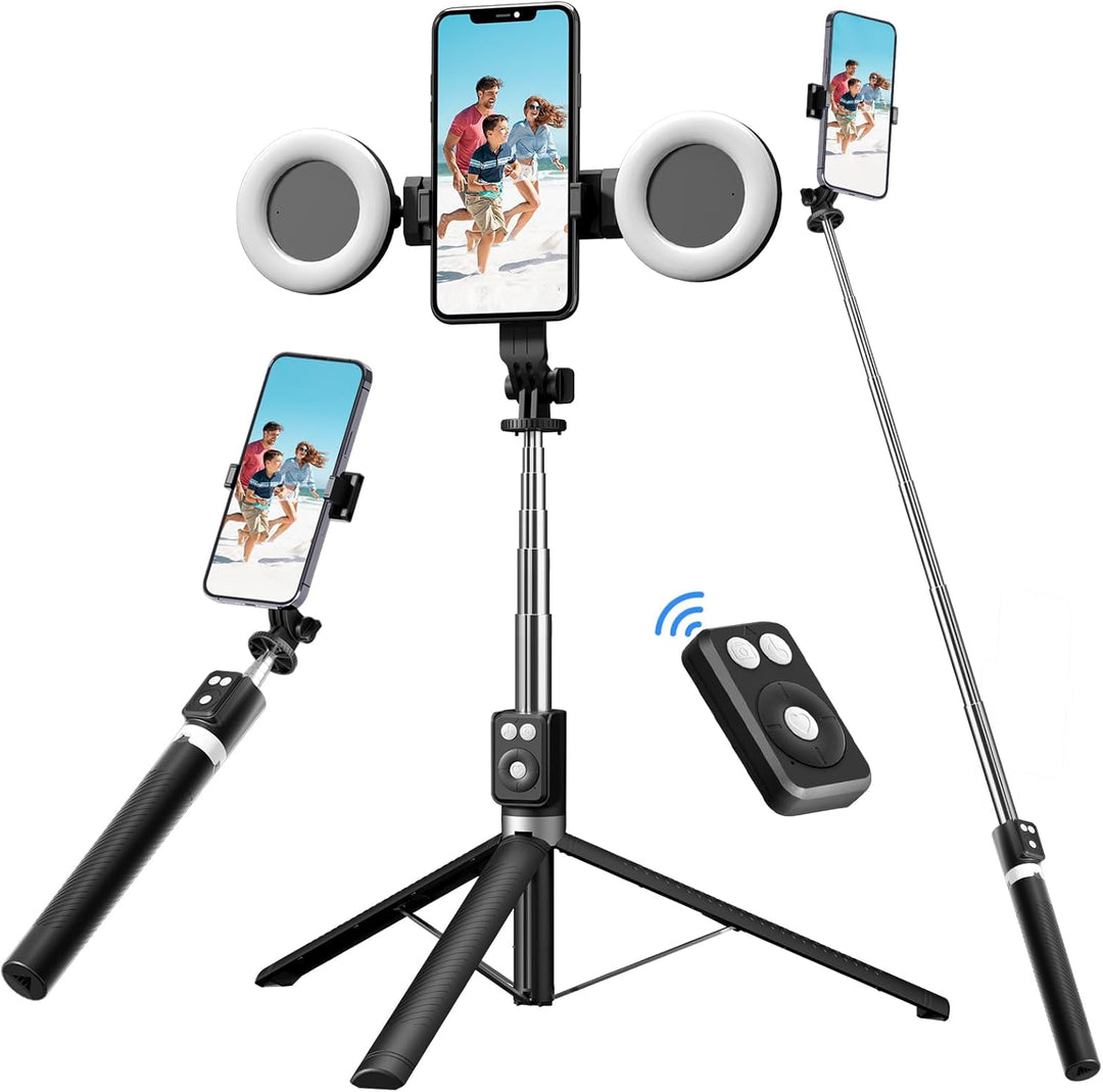 6-in-1 Selfie Stick Tripod with Fill Light & Bluetooth Remote Control