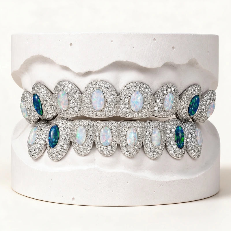 S925 Sterling Silver Moissanite Grillz Colorful Iced-Out Teeth Jewelry