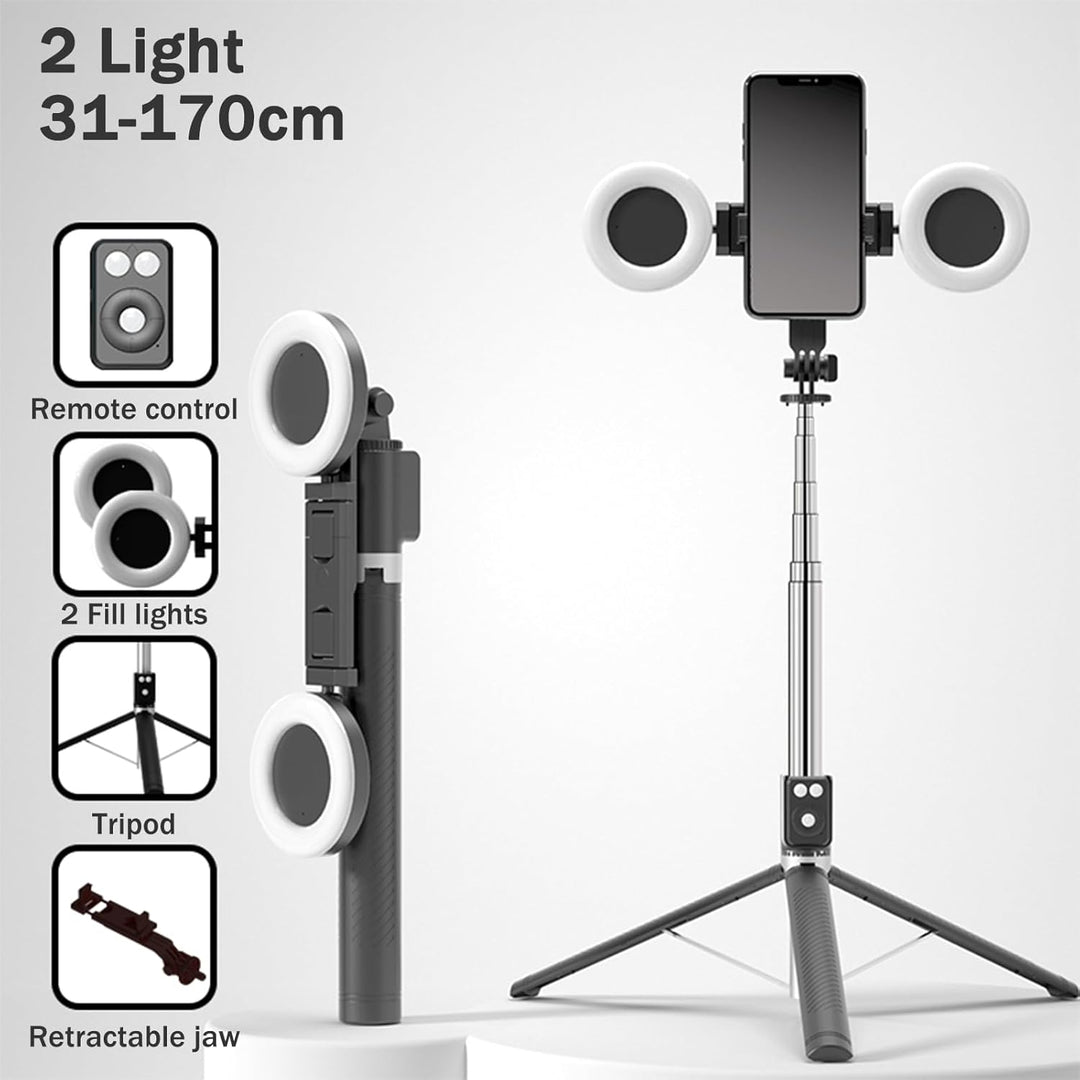 6-in-1 Selfie Stick Tripod with Fill Light & Bluetooth Remote Control