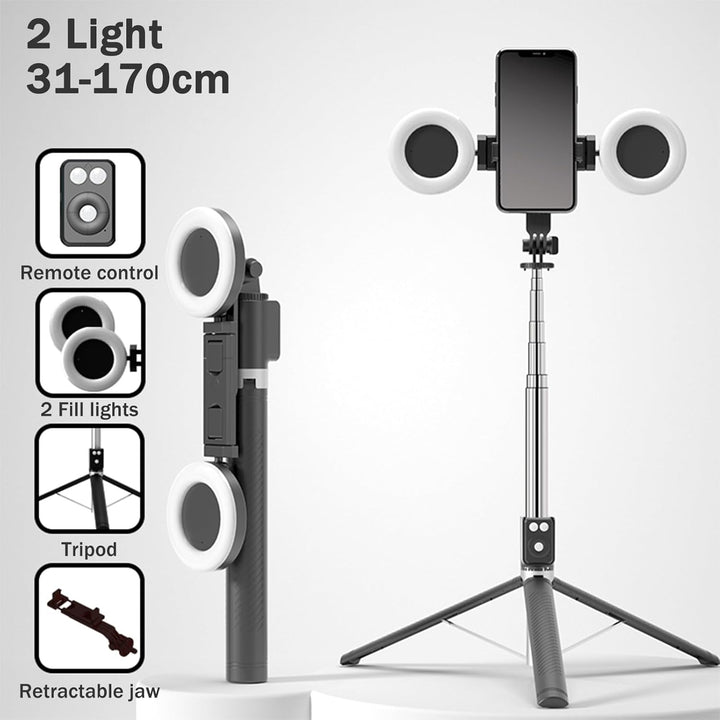 6-in-1 Selfie Stick Tripod with Fill Light & Bluetooth Remote Control