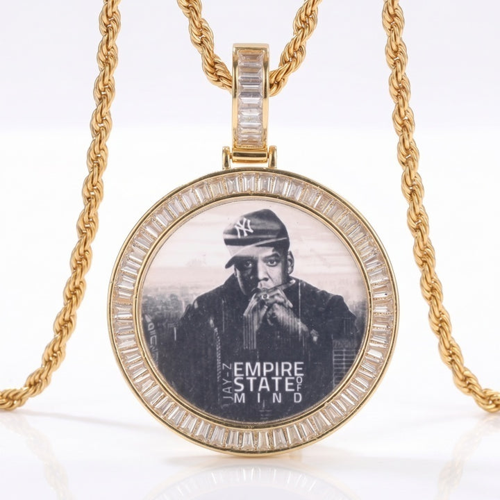 3D ZIRCON DIAMOND CIRCLE CUSTOM PICTURE PENDANT