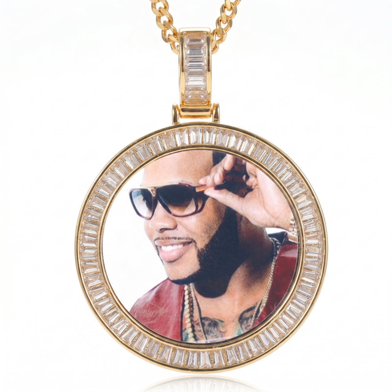 3D ZIRCON DIAMOND CIRCLE CUSTOM PICTURE PENDANT