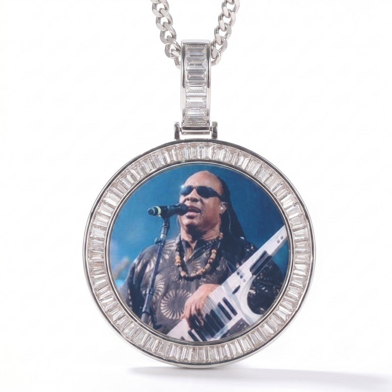 3D ZIRCON DIAMOND CIRCLE CUSTOM PICTURE PENDANT