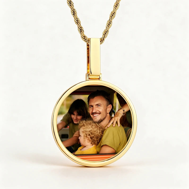 Custom Photo Round Pendant Personalized Picture Memorial Necklace