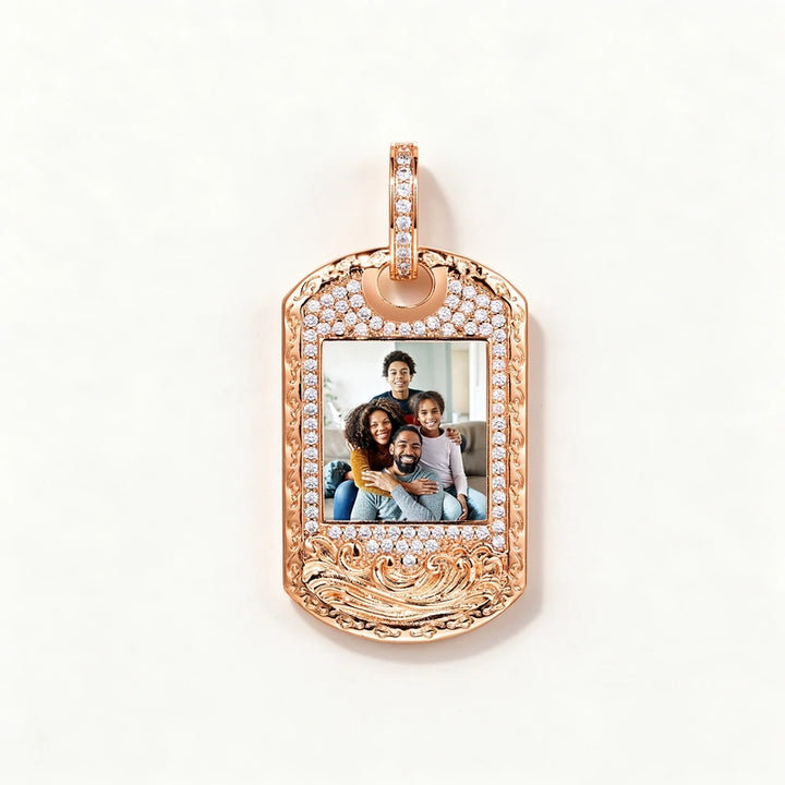 Custom Photo Dog Tag Pendant Iced Out Personalized Picture Tag