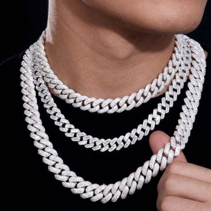 Bubble Full Ice Cuban Chain in White Gold - 15mm
