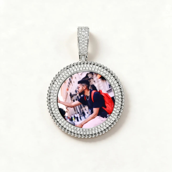 Custom Photo Round Medallion Iced Out Personalized Picture Pendant