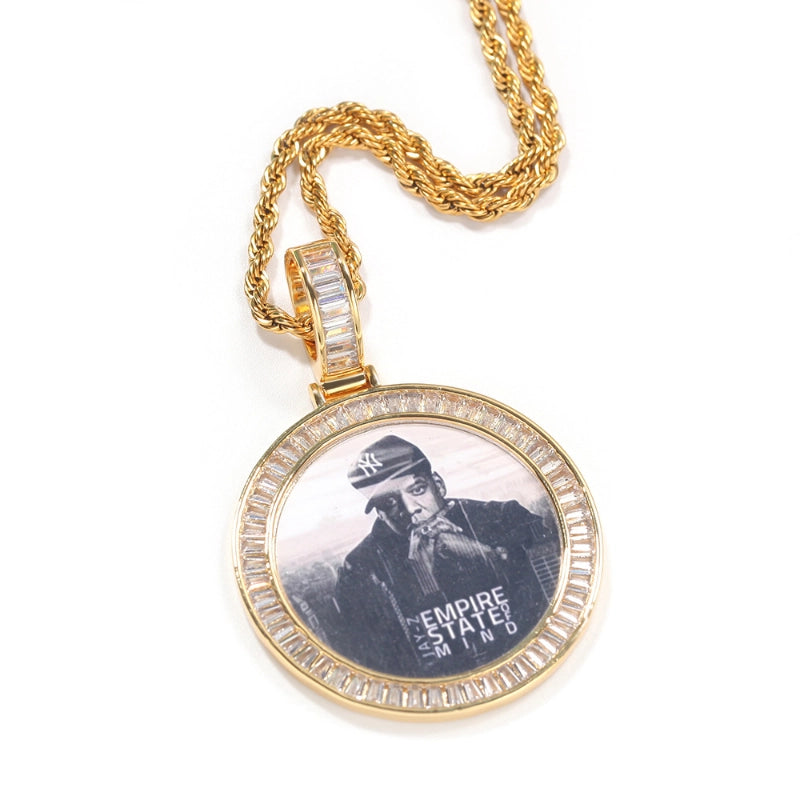 3D ZIRCON DIAMOND CIRCLE CUSTOM PICTURE PENDANT