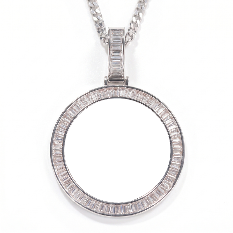 3D ZIRCON DIAMOND CIRCLE CUSTOM PICTURE PENDANT