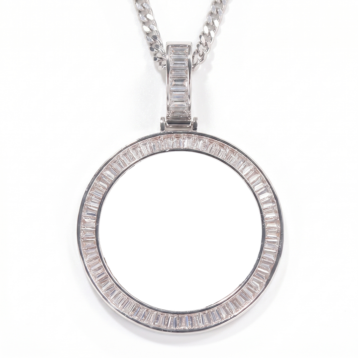 3D ZIRCON DIAMOND CIRCLE CUSTOM PICTURE PENDANT
