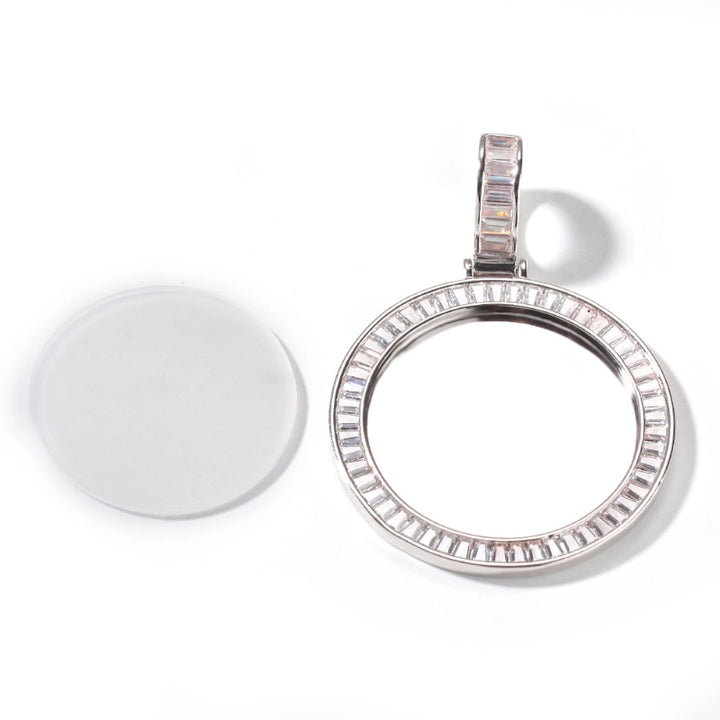 3D ZIRCON DIAMOND CIRCLE CUSTOM PICTURE PENDANT