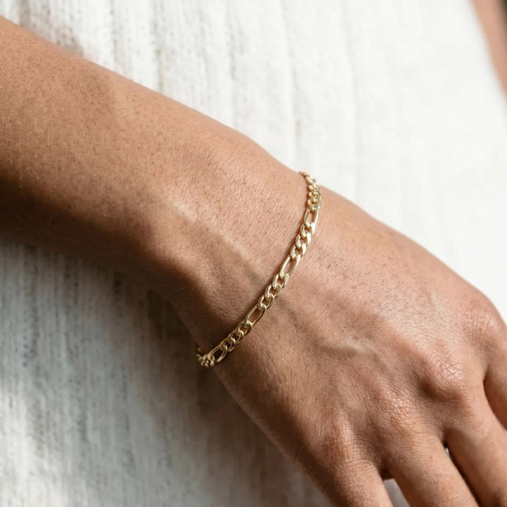 Figaro Bracelet in Yellow Gold- 4mm