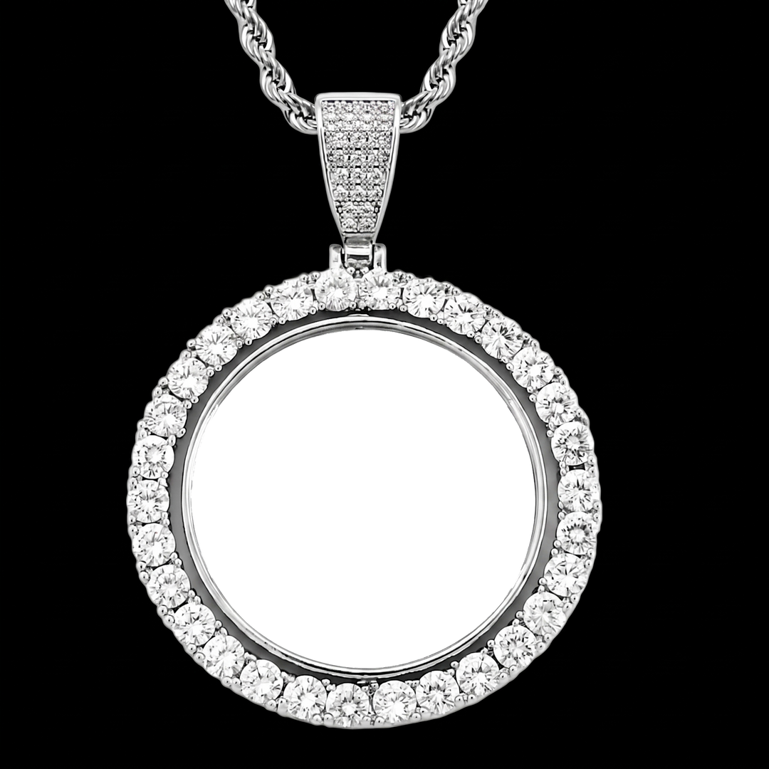 3D ZIRCON DIAMOND CIRCLE CUSTOM PICTURE PENDANT