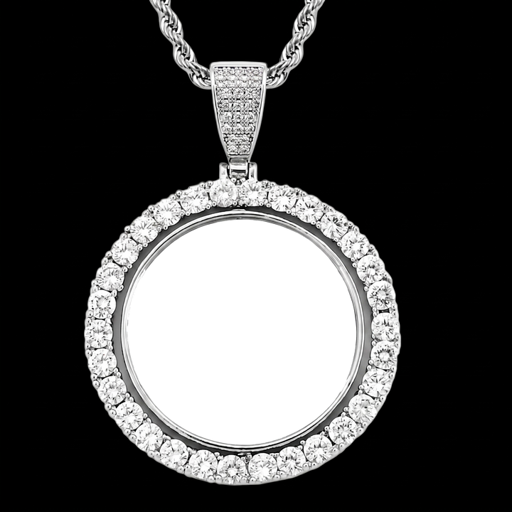 3D ZIRCON DIAMOND CIRCLE CUSTOM PICTURE PENDANT