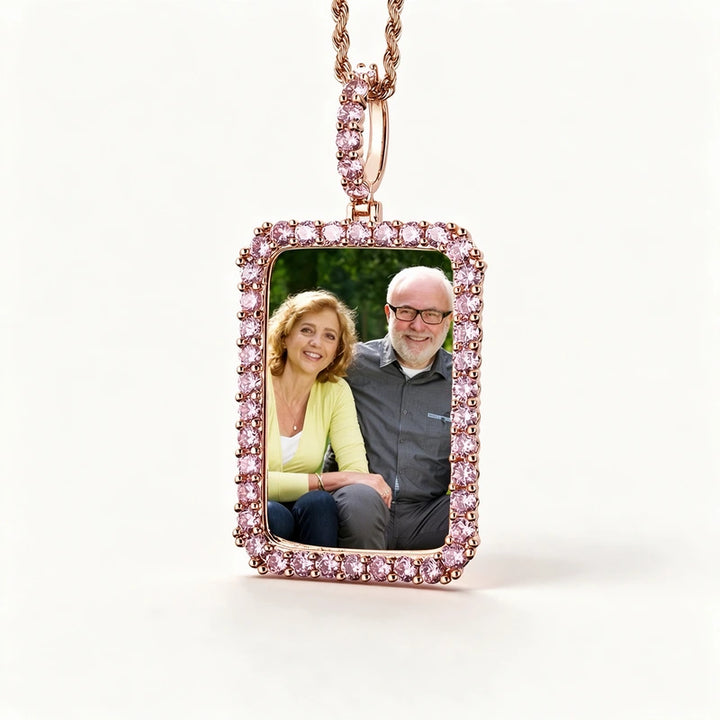3D Zircon Diamond Circle Custom Frame Picture Pendant