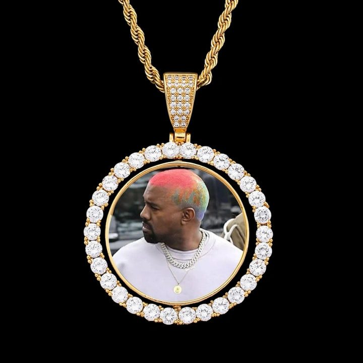 3D ZIRCON DIAMOND CIRCLE CUSTOM PICTURE PENDANT