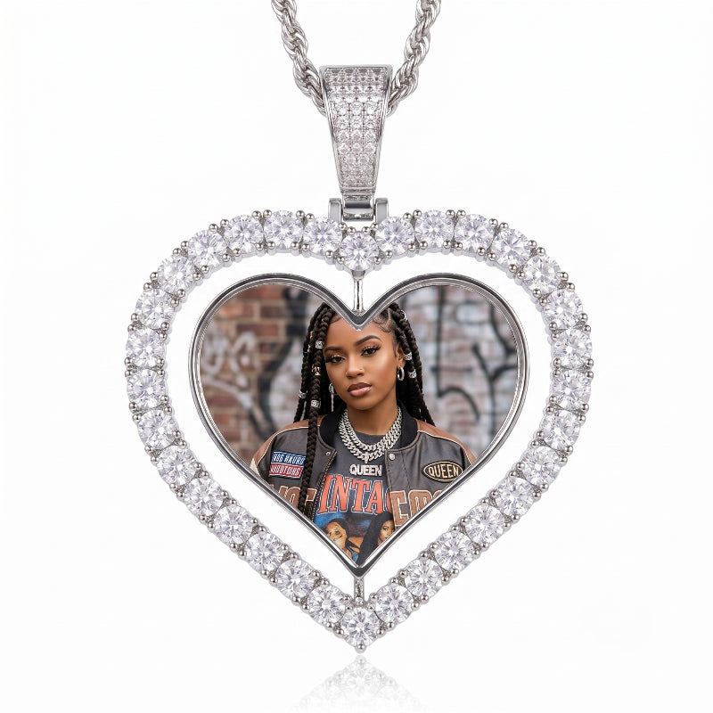 3D SPINNING 2-FACED CUSTOM PICTURE ROUND PENDANT
