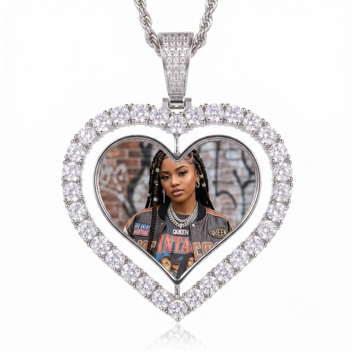 3D SPINNING 2-FACED CUSTOM PICTURE ROUND PENDANT