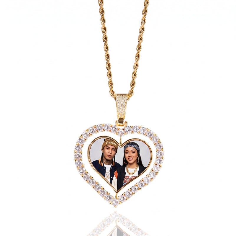 3D SPINNING 2-FACED CUSTOM PICTURE ROUND PENDANT
