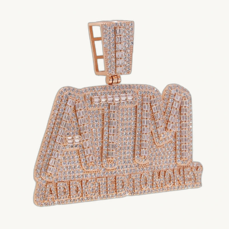 Zircon Diamond Letter ATM Pendant Necklace