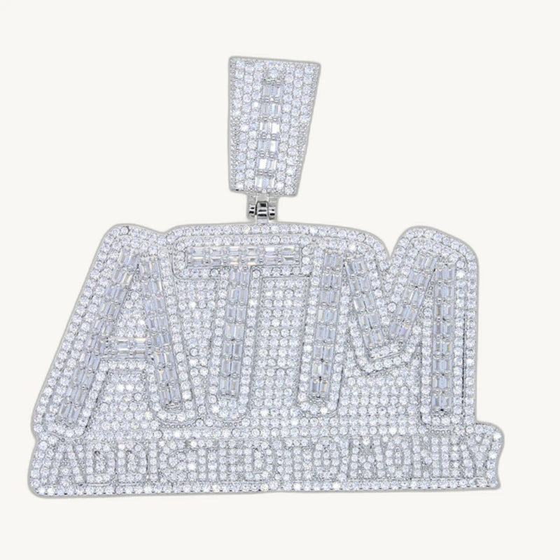 Zircon Diamond Letter ATM Pendant Necklace