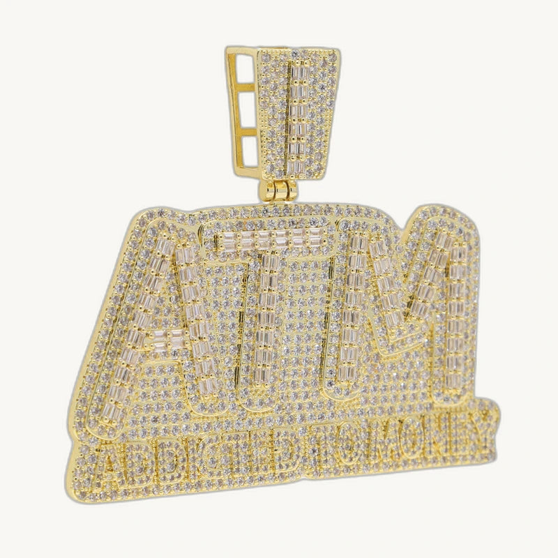 Zircon Diamond Letter ATM Pendant Necklace
