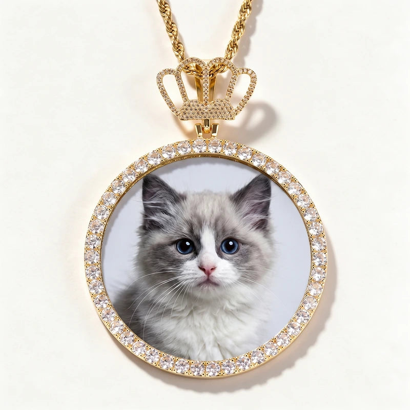 3D Zircon Diamond Circle Custom Picture Pendant