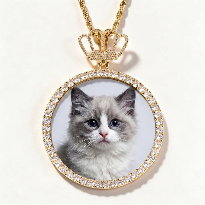 3D Zircon Diamond Circle Custom Picture Pendant