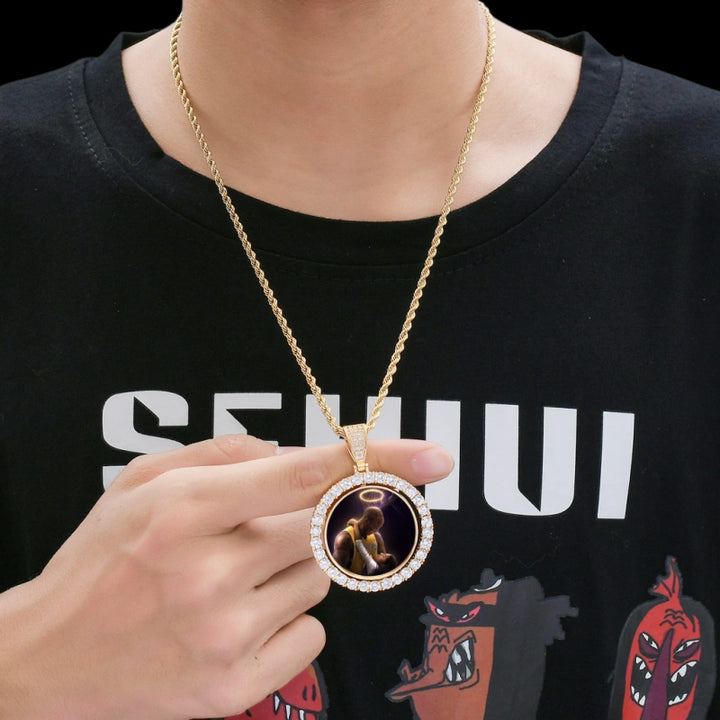 3D ZIRCON DIAMOND CIRCLE CUSTOM PICTURE PENDANT