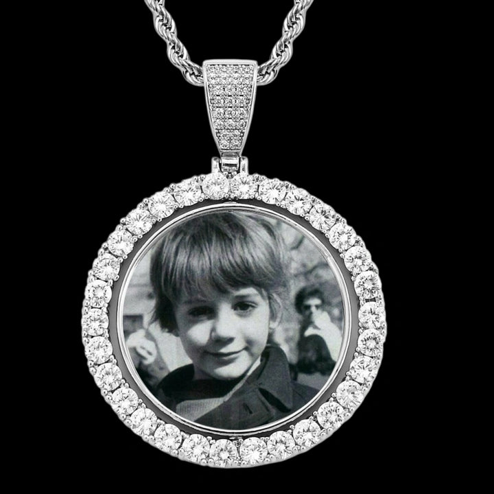 3D ZIRCON DIAMOND CIRCLE CUSTOM PICTURE PENDANT