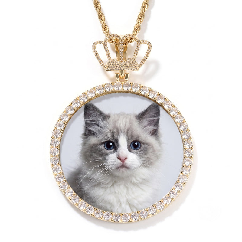 3D ZIRCON DIAMOND CIRCLE CUSTOM PICTURE PENDANT