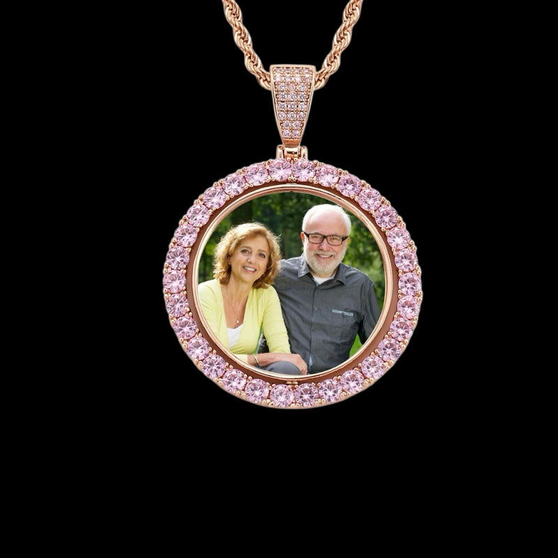 3D ZIRCON DIAMOND CIRCLE CUSTOM PICTURE PENDANT