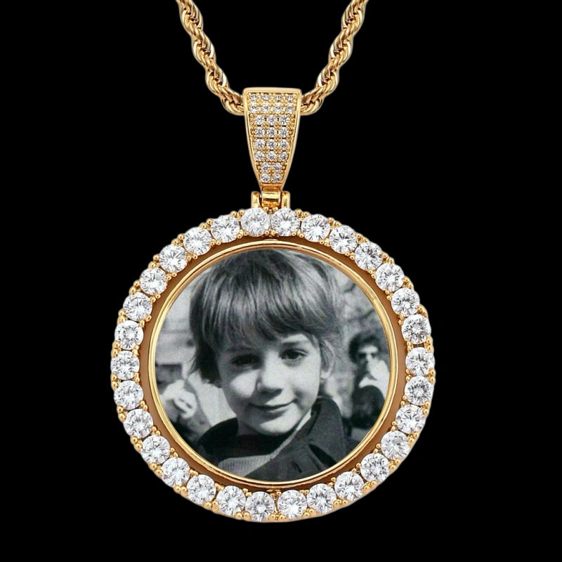 3D ZIRCON DIAMOND CIRCLE CUSTOM PICTURE PENDANT