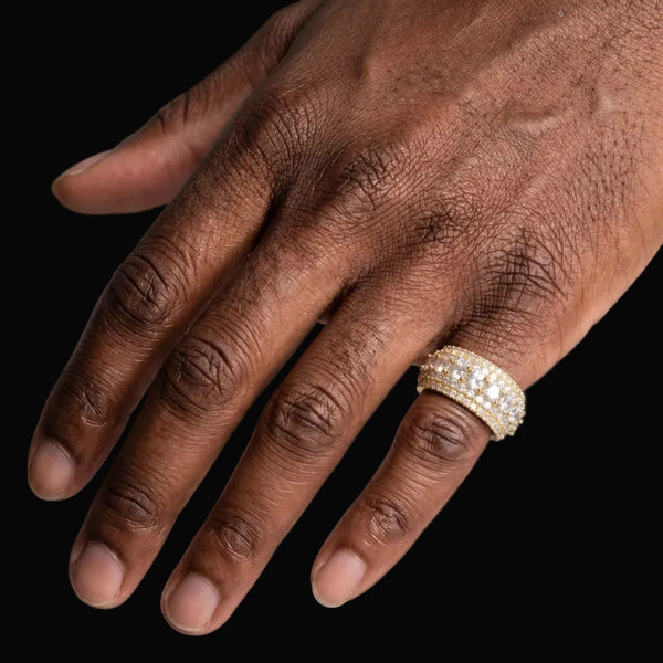 Iced Layered Ring In YellowGold