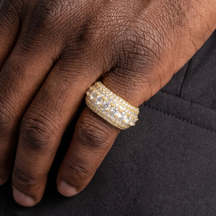 Iced Layered Ring In YellowGold