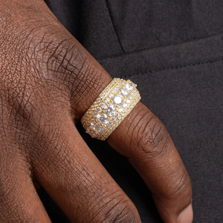 Iced Layered Ring In YellowGold