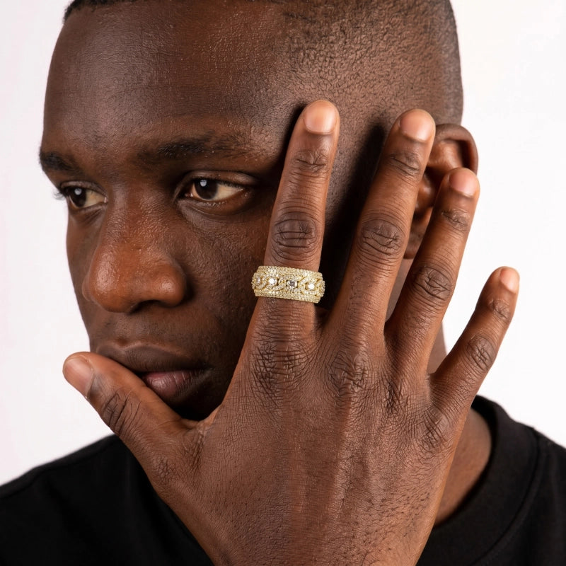 Iced Layered Ring In YellowGold