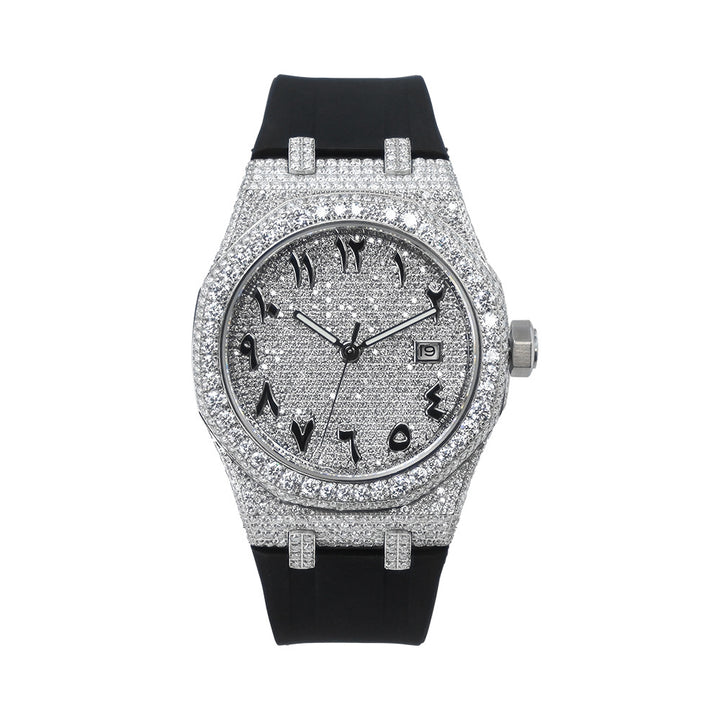 W001 42MM Full Moissanite Iced Out Watch Octagonal Studded Case