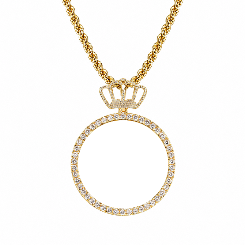 3D ZIRCON DIAMOND CIRCLE CUSTOM PICTURE PENDANT