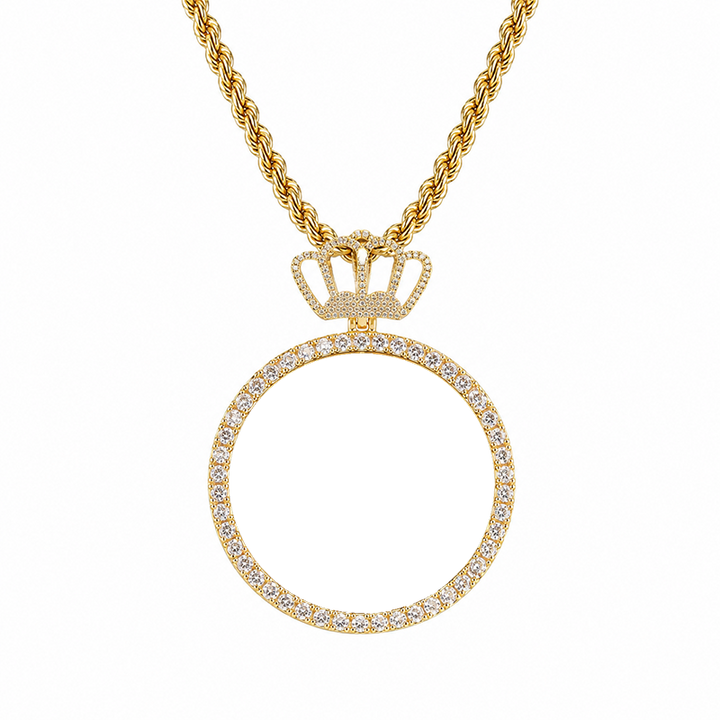 3D ZIRCON DIAMOND CIRCLE CUSTOM PICTURE PENDANT