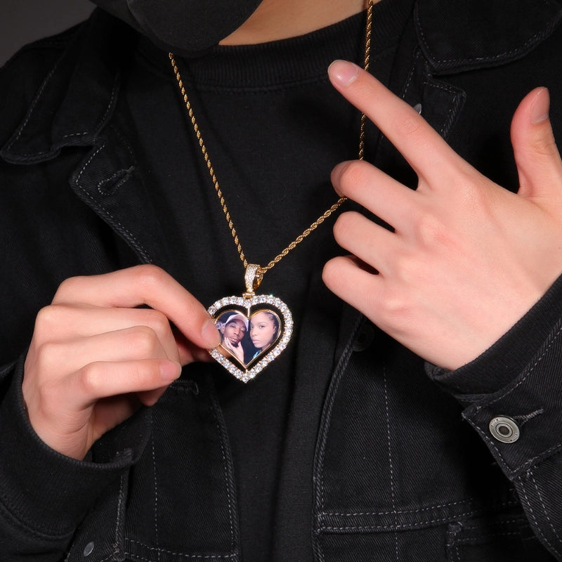 3D SPINNING 2-FACED CUSTOM PICTURE ROUND PENDANT