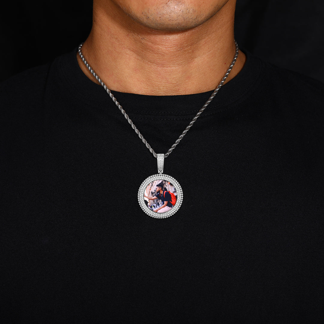 0730-Custom07 3D ZIRCON DIAMOND CUSTOM PICTURE PENDANT WITH ROPE CHAIN